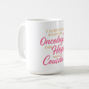 Taza De Café Cinta Rosa Oncólogo Gracias – Superviviente