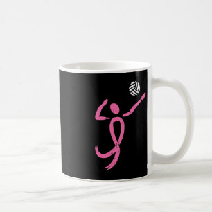 Taza De Café Cinta rosada de voleibol Cinta rosa Cáncer de Mama