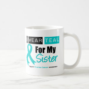 Taza De Café Cinta verde azulada del cáncer ovárico para mi