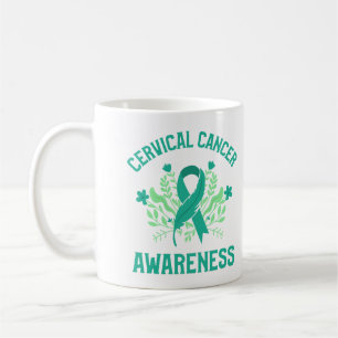 Taza De Café Cinta Verde azulada floral de sensibilización sobr