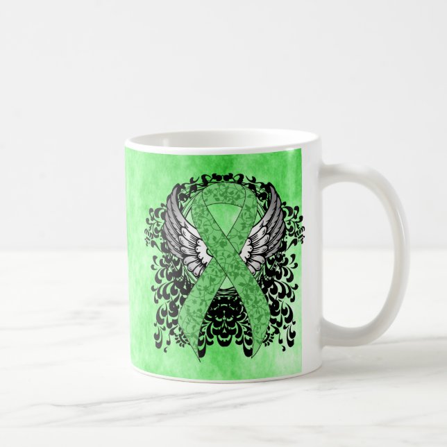Taza De Café Cinta verde claro con alas (Derecha)