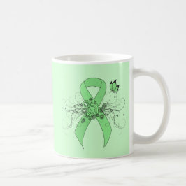Taza De Café Cinta verde claro con mariposa