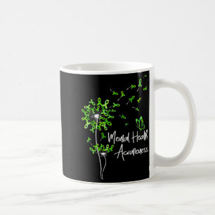 Taza De Café Cinta verde diente de león mariposa salud mentalVe