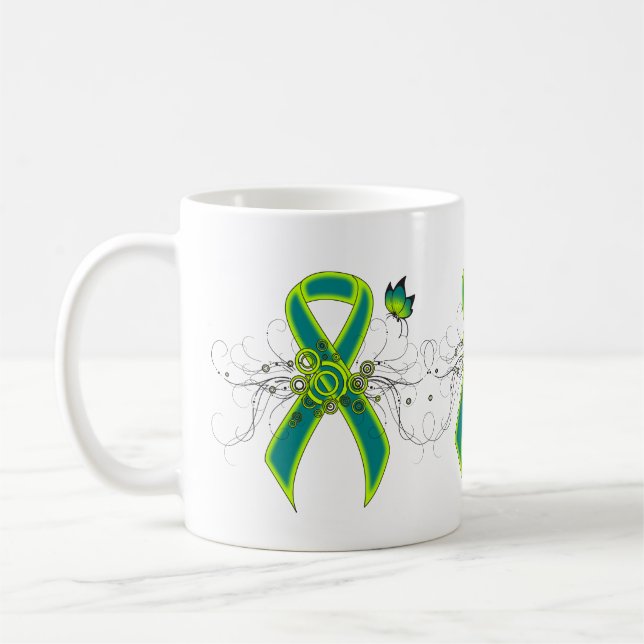 Taza De Café Cinta verde verde azulada y liviana con barra de m (Izquierda)