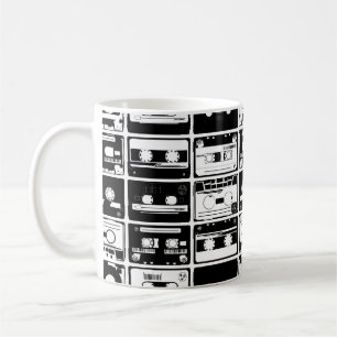 Taza De Café Cintas de audio retro, patrón anticuado.