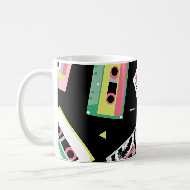 Taza De Café Cintas de audio retro, patrón de estilo de los año (Izquierda)