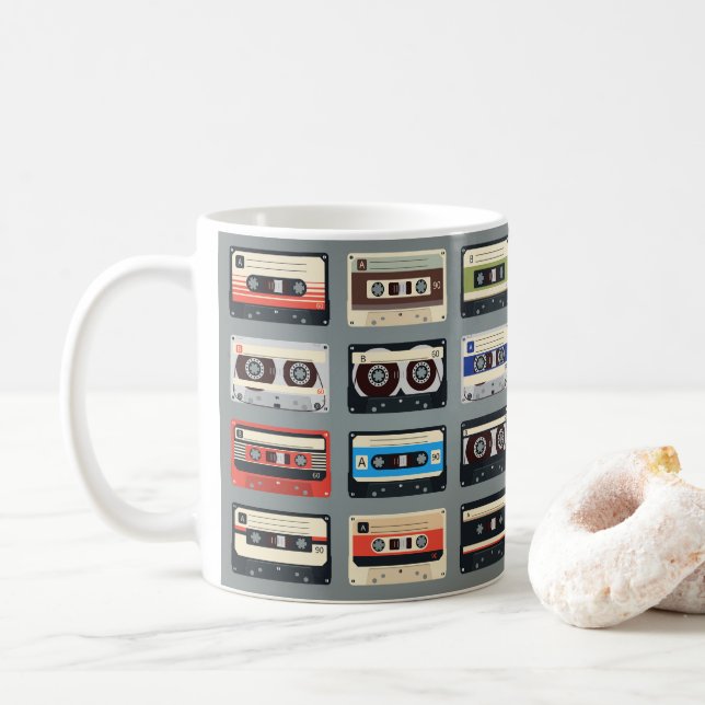 Taza De Café Cintas de cassette retro años 80 (Con donut)