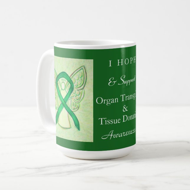 Taza De Café Cintas de cinta de sensibilización sobre donación  (Anverso izquierdo)