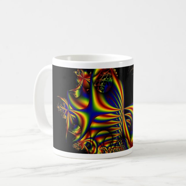 Taza De Café Cintas para lazos | Ajuste de arte fractal arcoiri (Anverso izquierdo)
