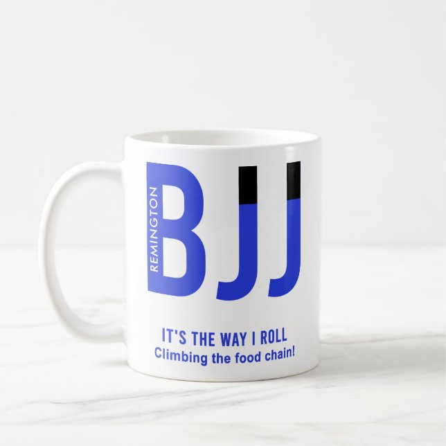 Taza De Café Cinturón Azul Personalizado BJJ Jiu Jitsu (Izquierda)