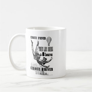 Taza De Café Circo francés Acrobat volando trapeze Arte de époc