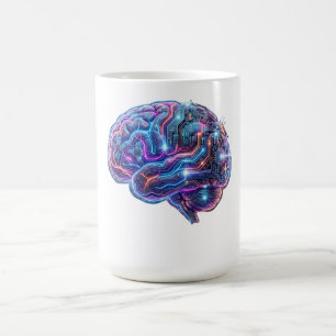 Taza De Café Circuitos Cerebrales Cyborg de Arte Neo-Ciberpunk 