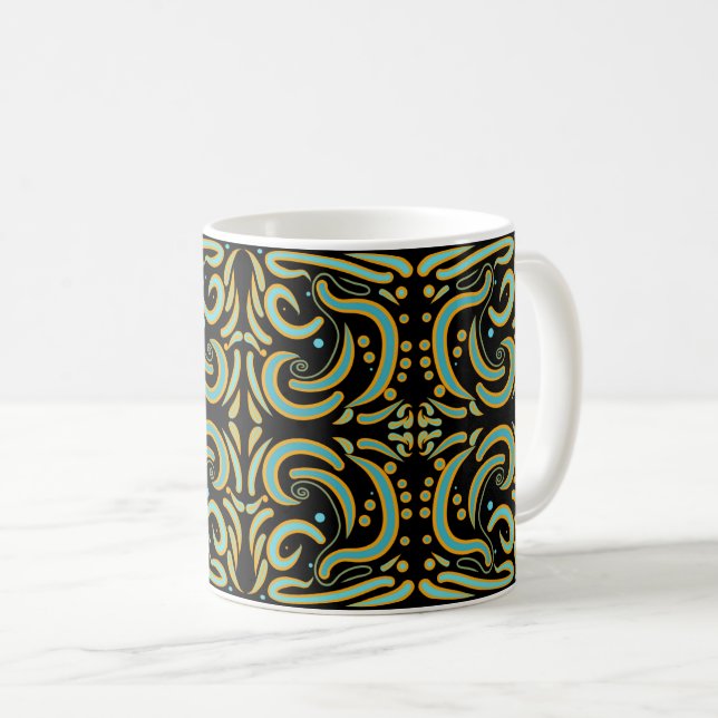 Taza De Café Circular, Linear And Tapered Shapes Abstract Art (Anverso derecho)