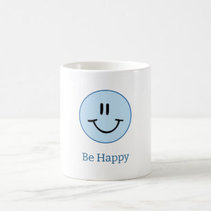 Taza De Café Círculo Azul Sonríe Feliz