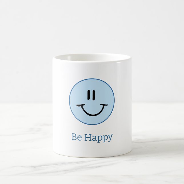Taza De Café Círculo Azul Sonríe Feliz (Centro)