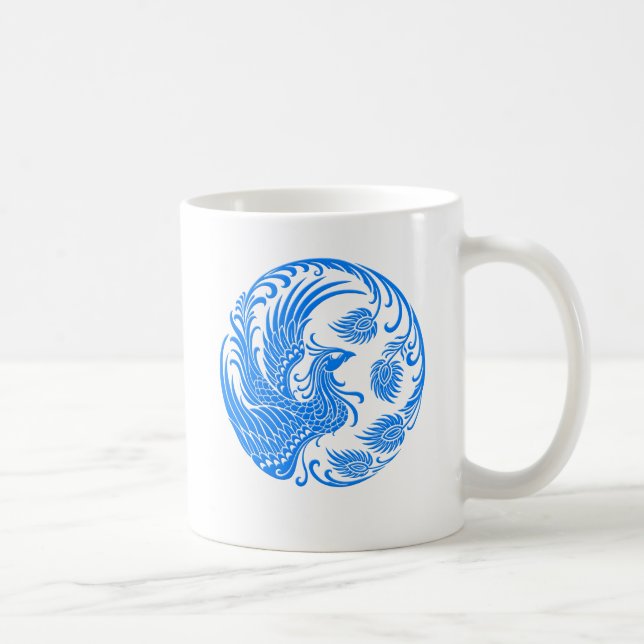 Taza De Café Círculo azul tradicional de Phoenix en rojo (Derecha)