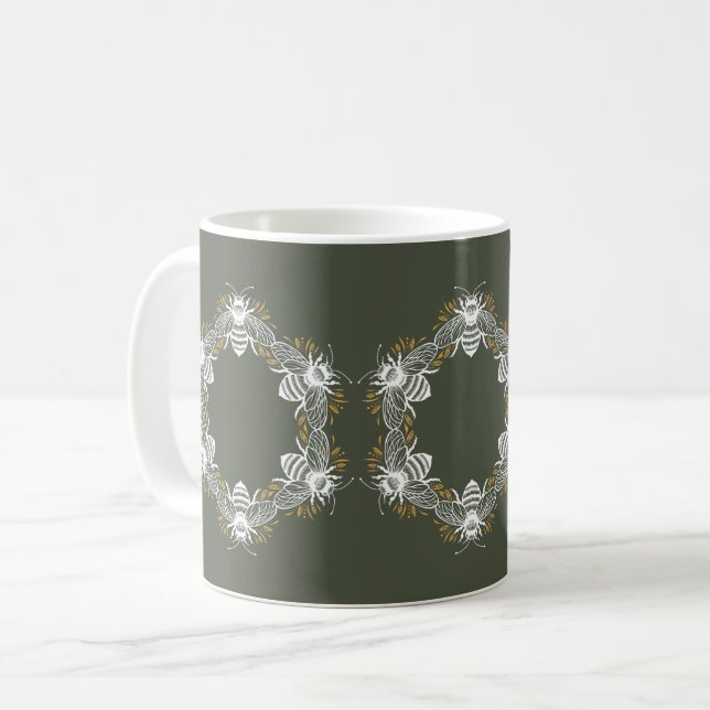 Taza De Café Círculo de abejas verde oliva (Anverso izquierdo)