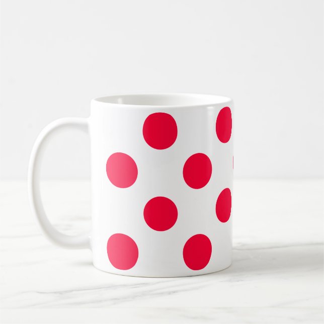 Taza De Café Círculo de lunares rojos blancos abstractos simple (Izquierda)