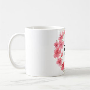 Taza De Café Círculo de pie floral pintado a mano y dorado Sra.