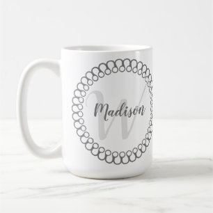 Taza De Café Círculo decorativo gris Personaliza Monograma Mug
