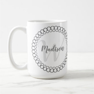Taza De Café Círculo decorativo gris Personaliza Monograma Mug