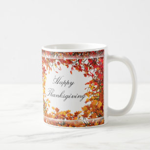 Taza De Café Círculo del Árbol de Caída del Día de Acción de Gr