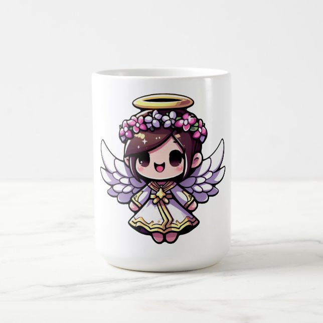 Taza De Café Círculo etéreo angélico - ángel, halo, flores (Centro)