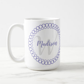 Taza De Café Círculo morado decorativo personalizado monograma 