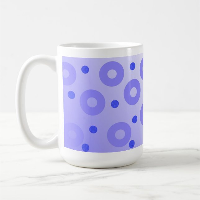 Taza De Café Círculos azules de moda y puntos azules reales (Izquierda)