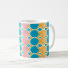 Taza De Café Círculos azules, rosados y amarillos pasteles