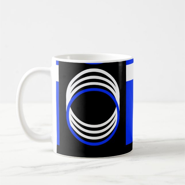 Taza De Café Círculos blancos y azules negros Mug moderno (Izquierda)