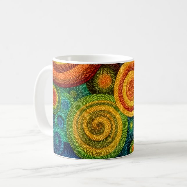 Taza De Café Círculos concéntricos abstractos en multicolor vib (Anverso izquierdo)