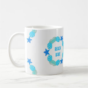 Taza De Café Círculos de conchas marinas, nena de playa o nombr