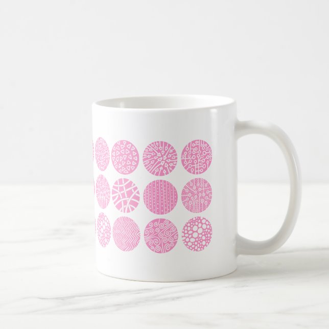 Taza De Café Círculos decorativos - rosa y blanco (Derecha)