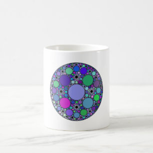 Taza De Café Círculos fractales en verde rosa morado
