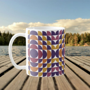 Taza De Café Círculos geométricos retro Clásico Mug   Medio Sig
