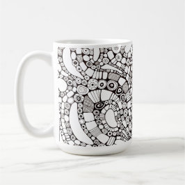 Taza De Café Círculos Ondulados Abstractos Dibujo en Línea Cuad