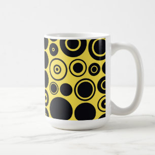 Taza De Café Círculos retro amarillos negros Mug