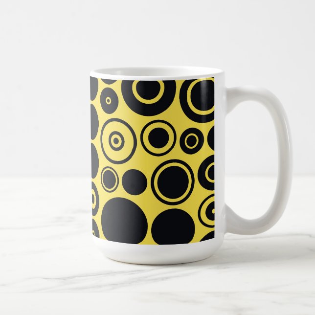 Taza De Café Círculos retro amarillos negros Mug (Derecha)