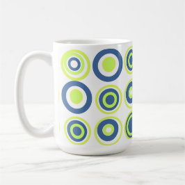 Taza De Café Círculos Retro Lime Pea Verde Verde azulado Sobre 