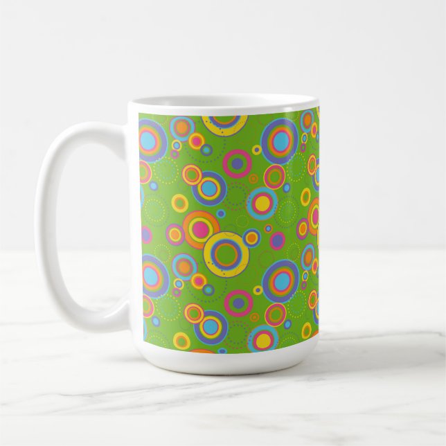Taza De Café Círculos Retro Mod en Verde (Izquierda)