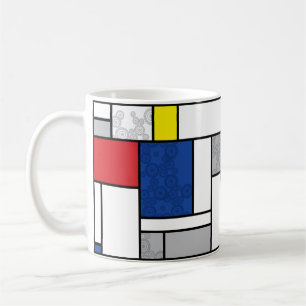 Taza De Café Círculos Retro Mondrian Minimalista Arte Mod De St