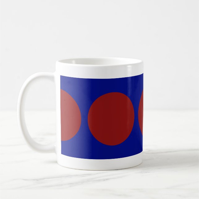 Taza De Café Círculos rojos en azul (Izquierda)
