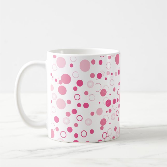 Taza De Café Círculos rosados Mug - Diseño divertido y moderno (Izquierda)