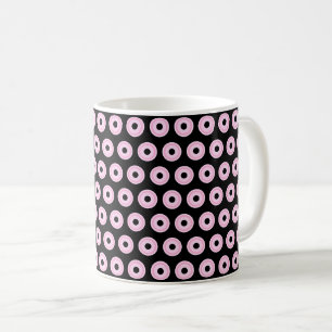 Taza De Café Círculos rosados Pastel Negro simple y limpio