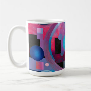 Taza De Café Círculos y cuadrados retro en tonos suaves rosa y 