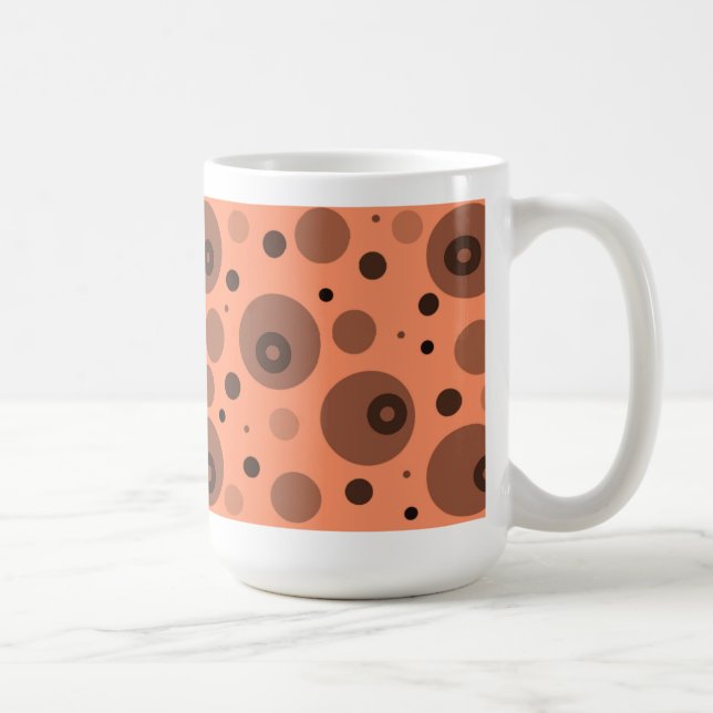 Taza De Café Círculos y puntos naranjas y marrones (Derecha)