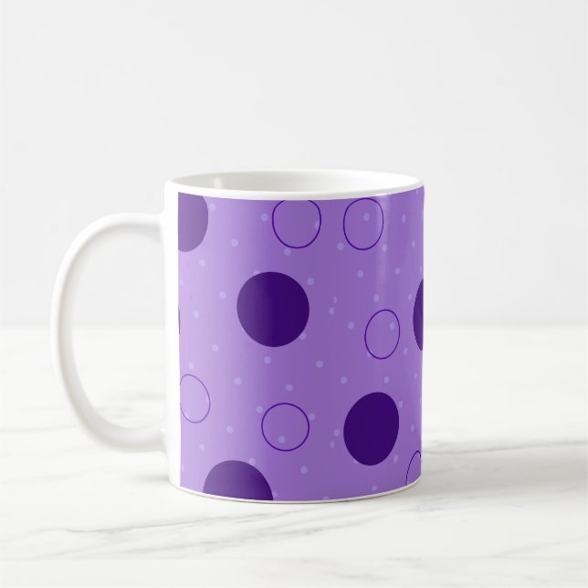 Taza De Café Círculos Y Puntos Púrpura Patentados (Izquierda)