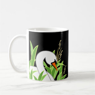 Taza De Café Cisne blanco entre carrizos
