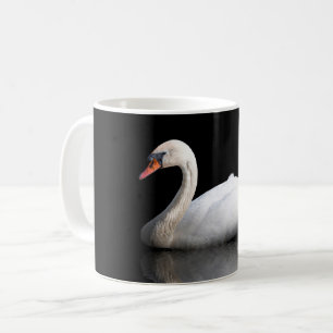 Taza De Café cisne blanco sobre negro